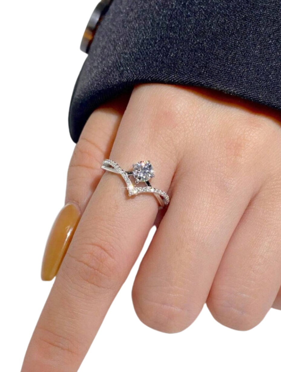 Rund Moissanit Løftering | S925 Sterling Sølv