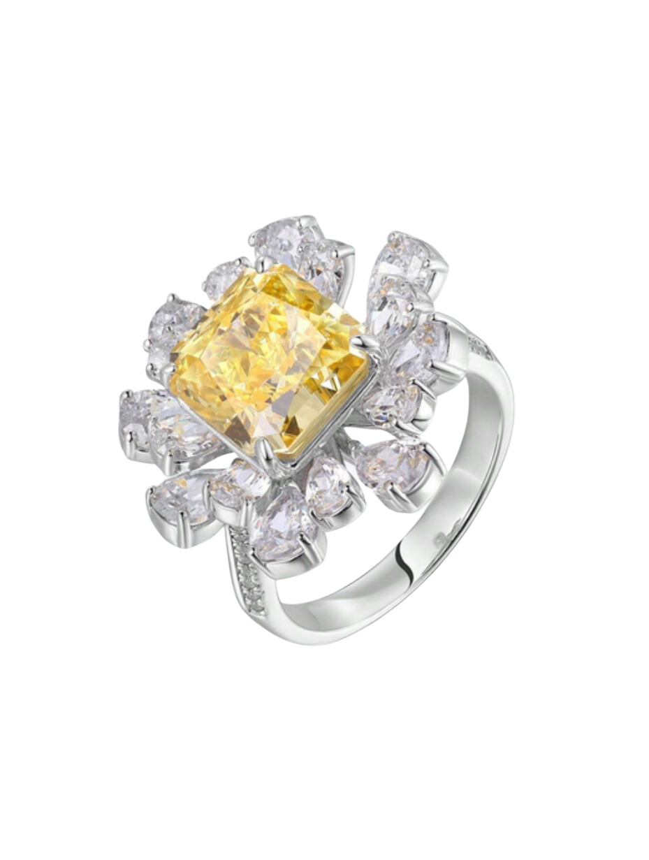 Ring i Sterlingsølv med Gult Labrador-Diamant