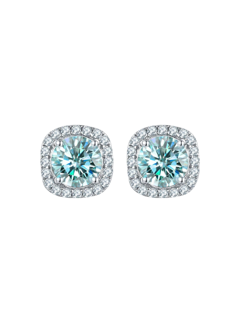 Aqua Elegance Moissanite Stud Earrings | Light Blue S925 Sterling Silver