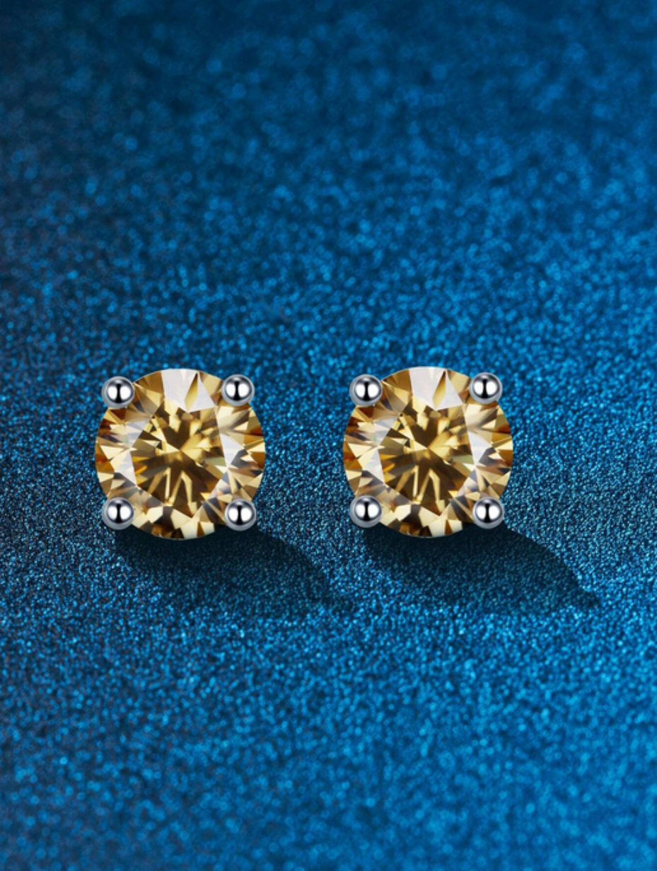 Champagnegule Moissanit Øreringe | S925 Sterling Sølv