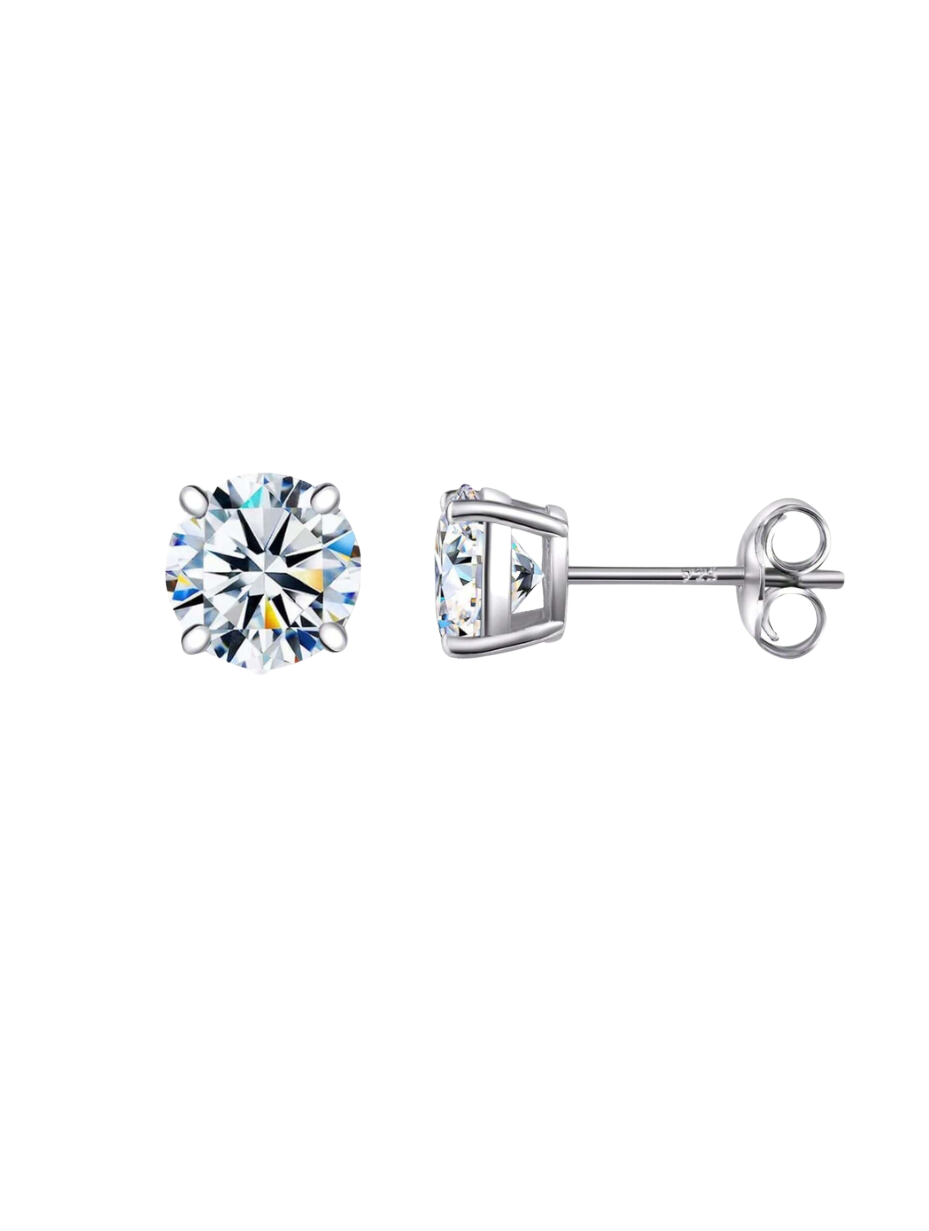 Rund Moissanite 18K Guldbelagte Ørestikker | 925 Sølv Unisex