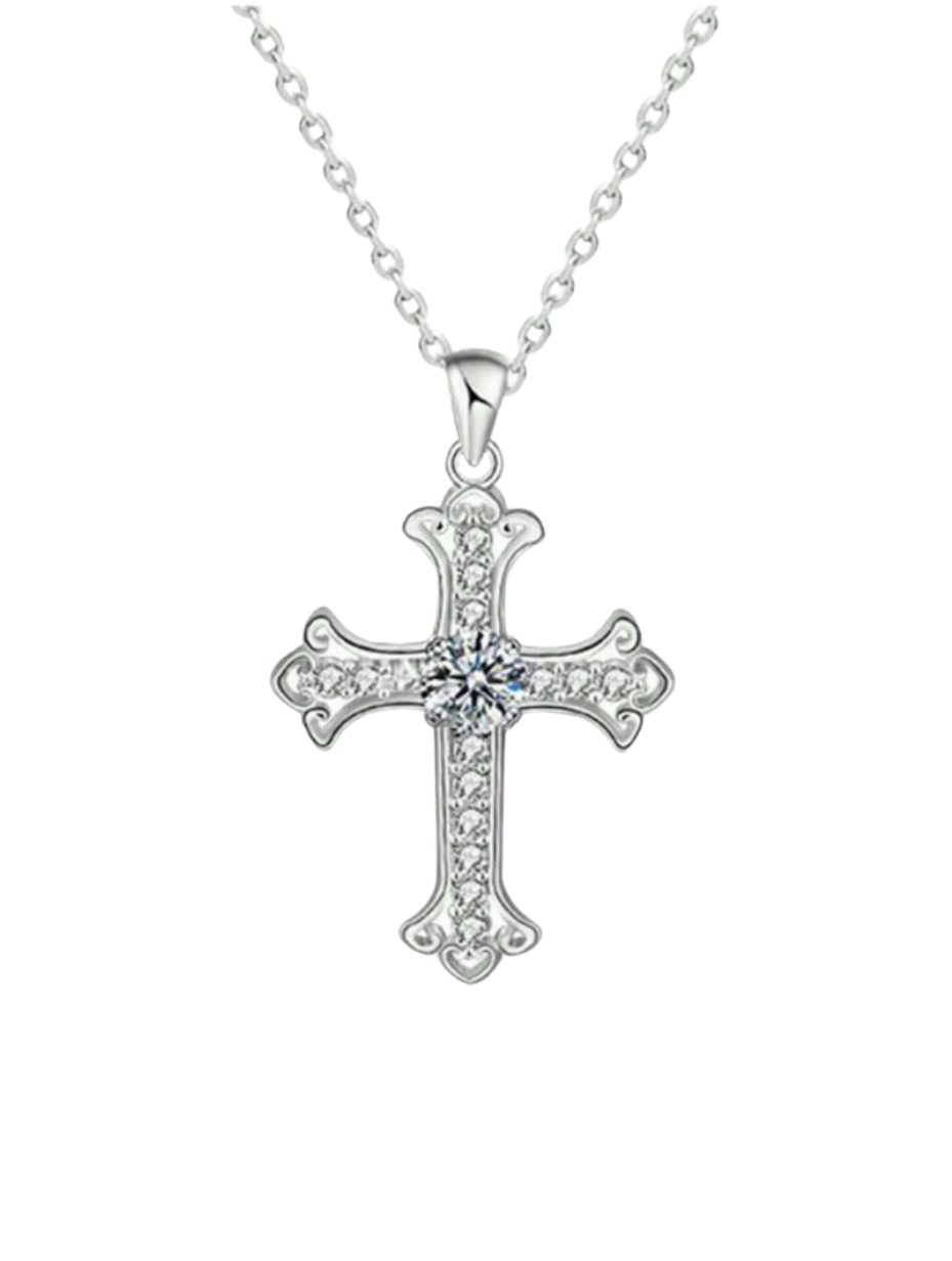 Eternal Cross Moissanite Necklace | S925 Silver Mens Necklace