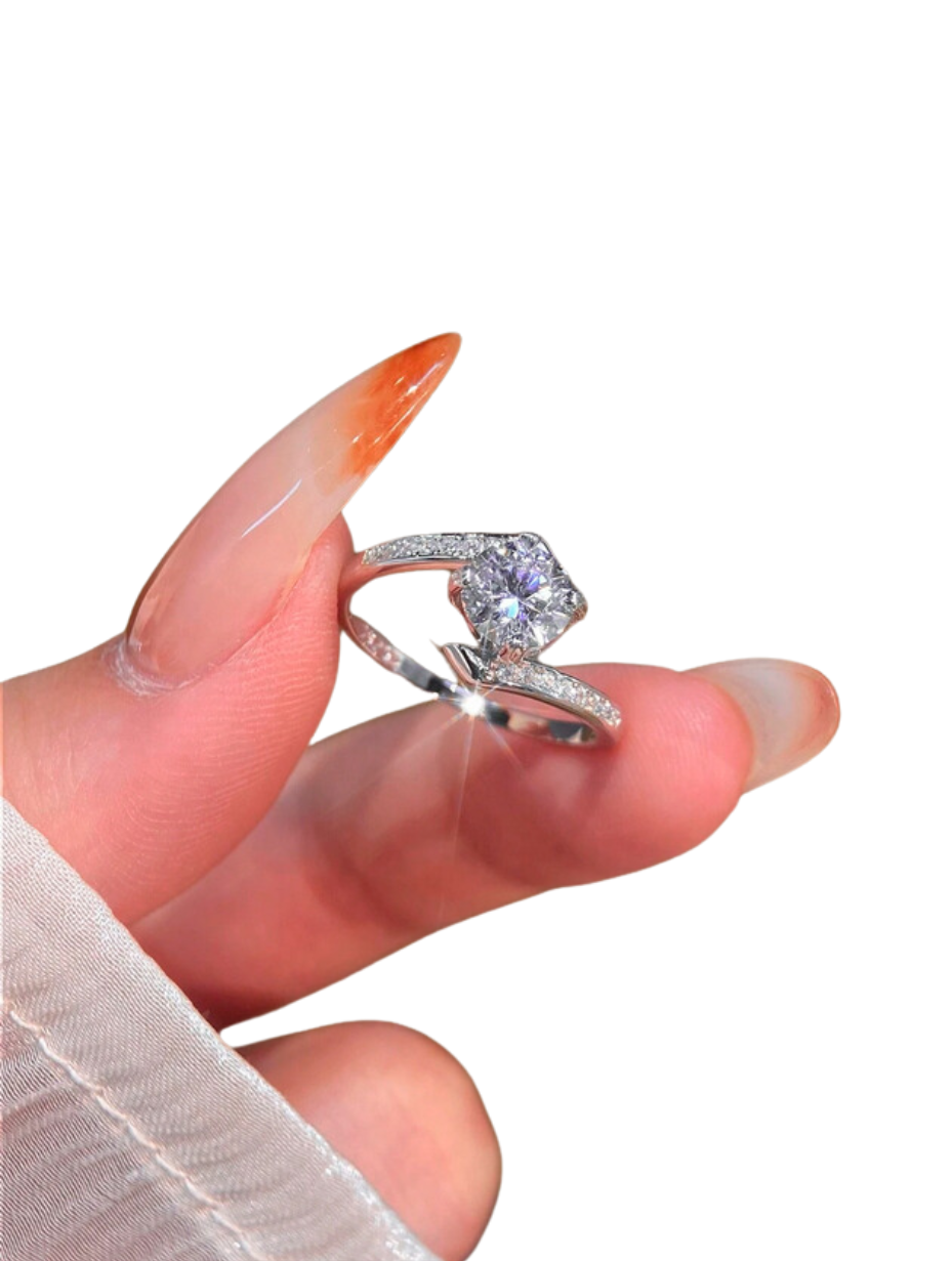 Newsoul Elegant Moissanit Ring | 100% Ægte Brillant Slibning