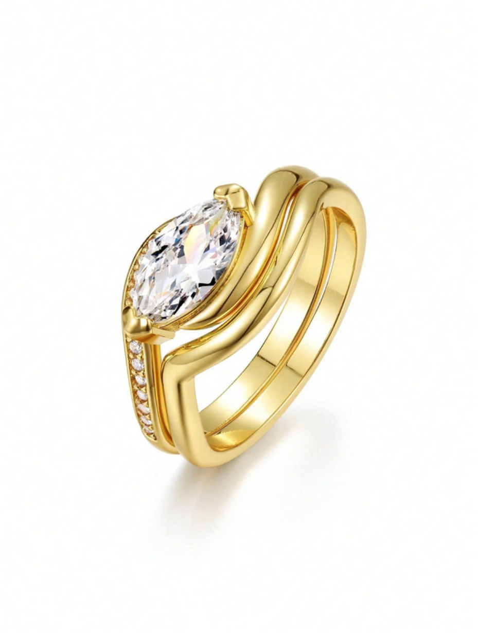 S925 Silver Horse Eye Moissanite Stackable Rings