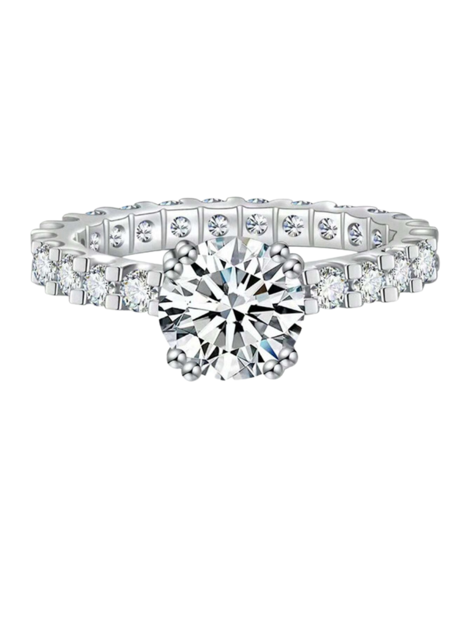 S925 Sterling Sølv Solitaire Moissanit Ring