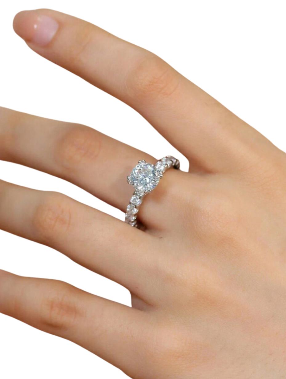 S925 Sterling Sølv Solitaire Moissanit Ring