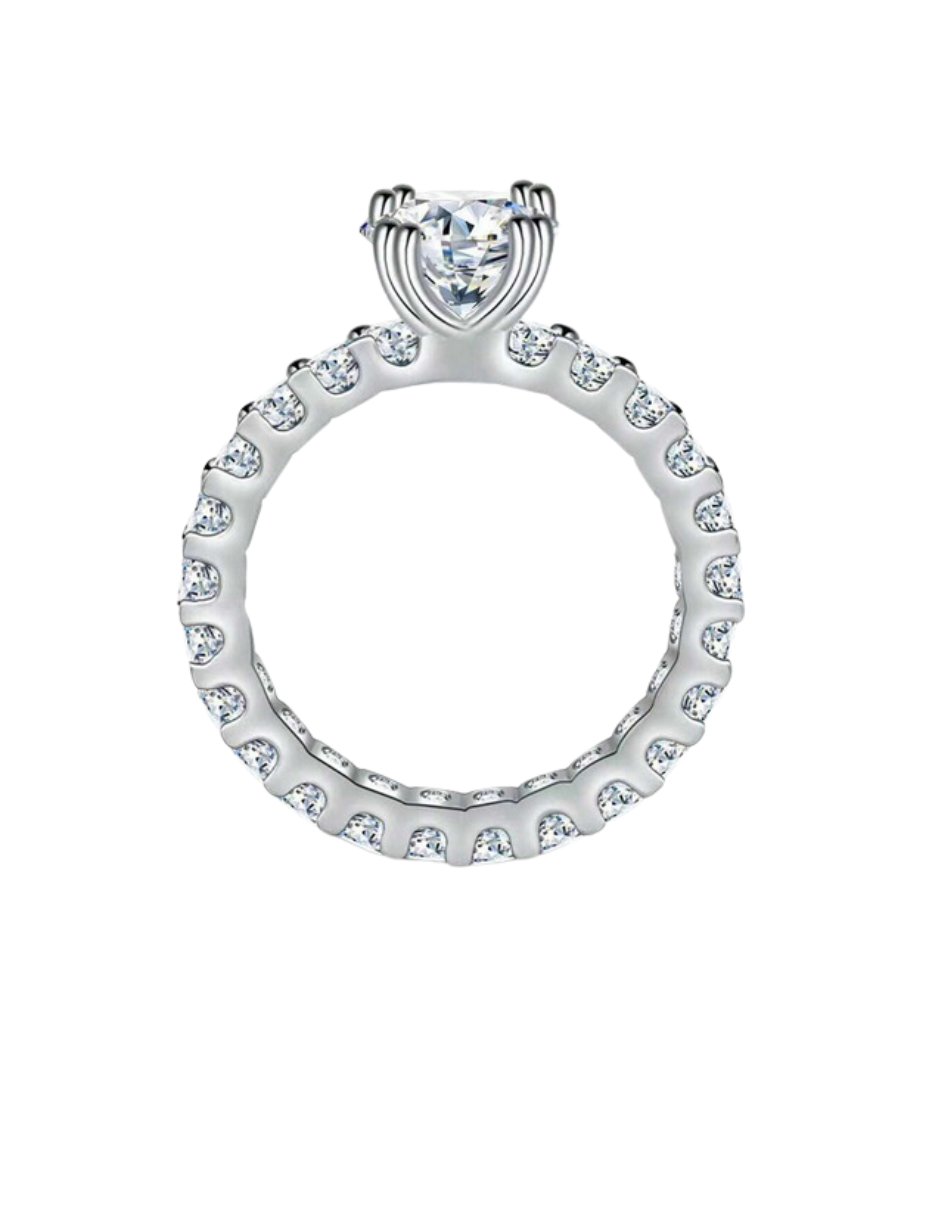 S925 Sterling Sølv Solitaire Moissanit Ring