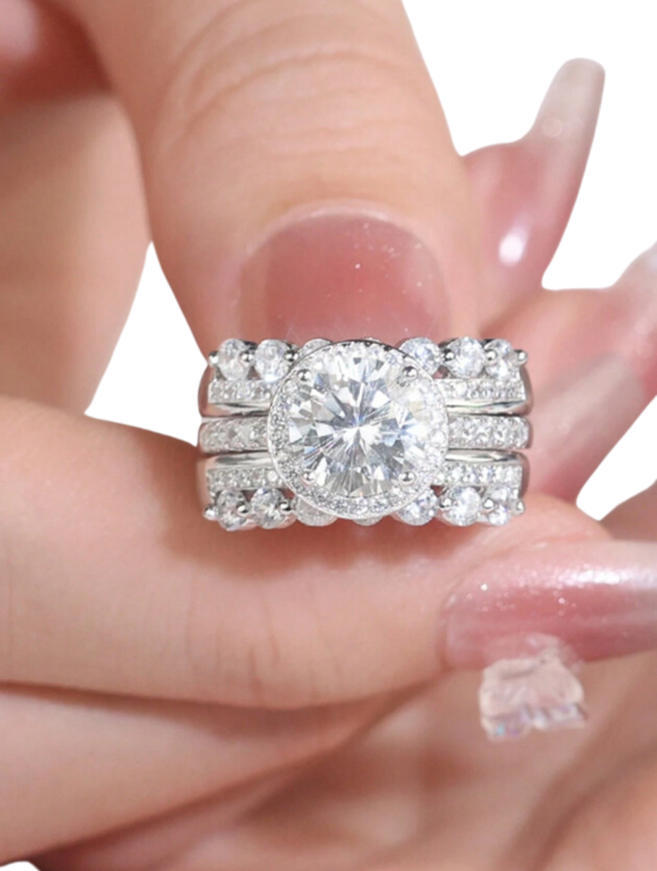 Luksus Moissanit Stacking Rings Sæt| Elegant & Sofistikeret Gavesæt