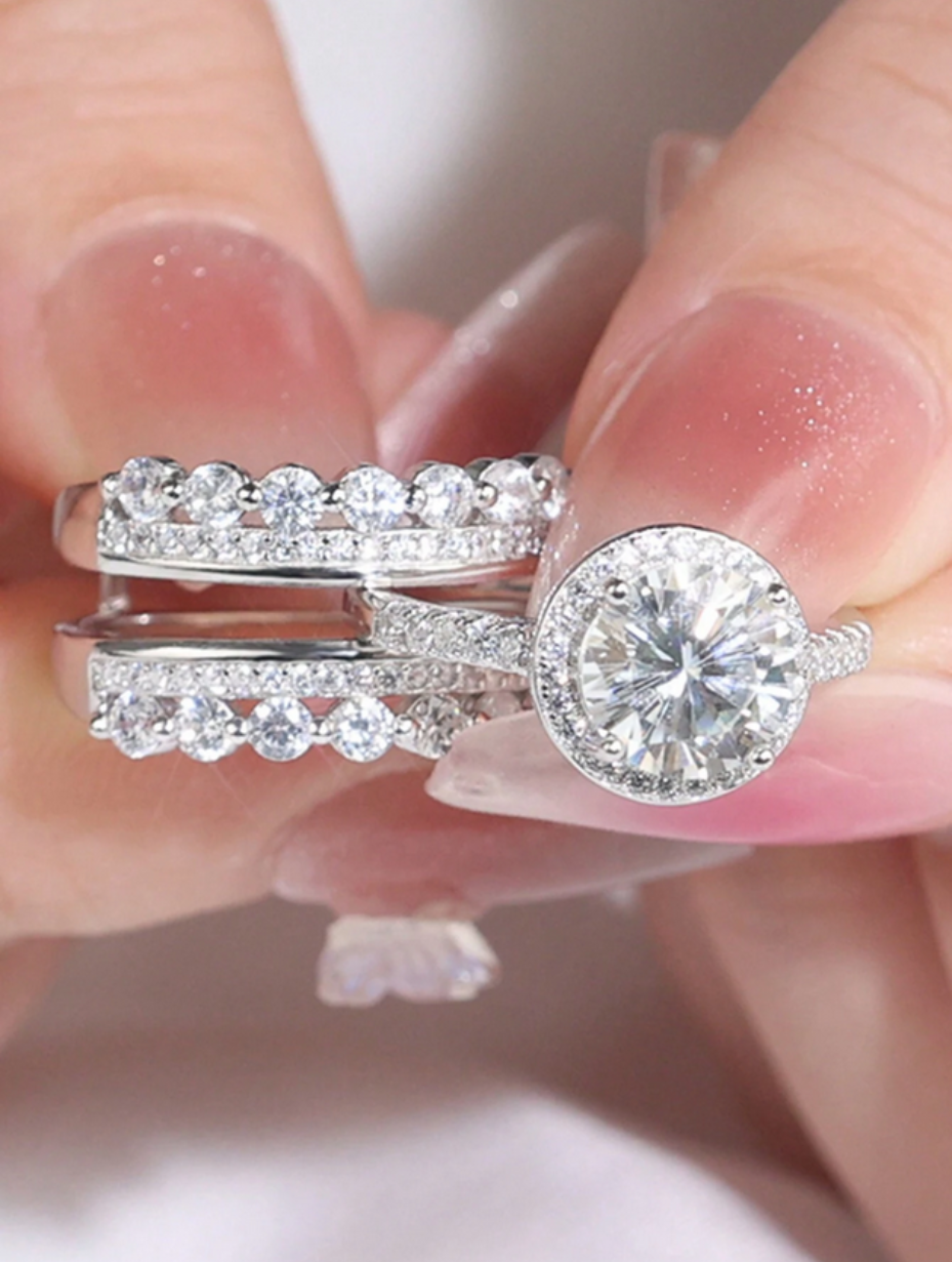 Luksus Moissanit Stacking Rings Sæt| Elegant & Sofistikeret Gavesæt