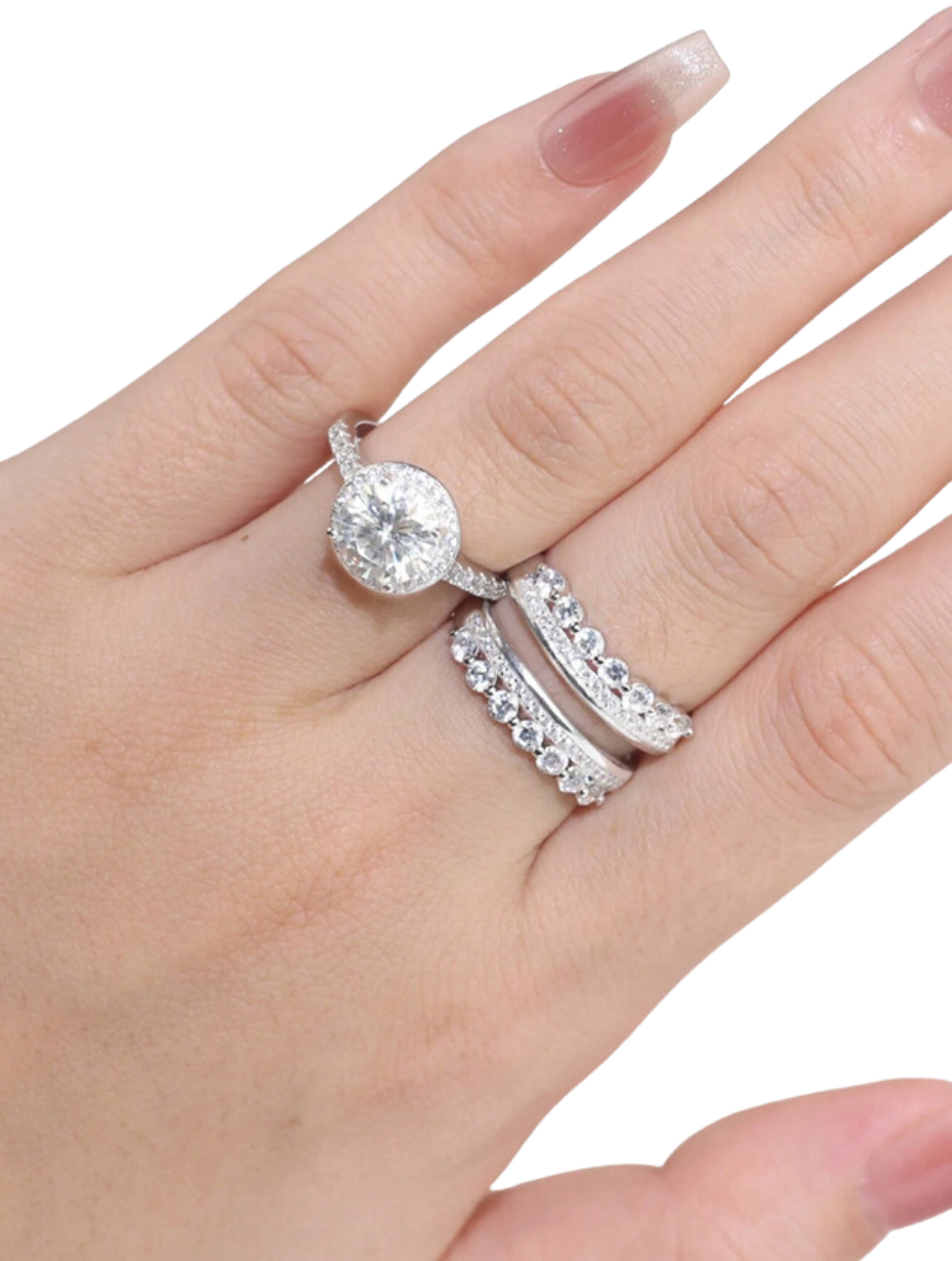 Luksus Moissanit Stacking Rings Sæt| Elegant & Sofistikeret Gavesæt