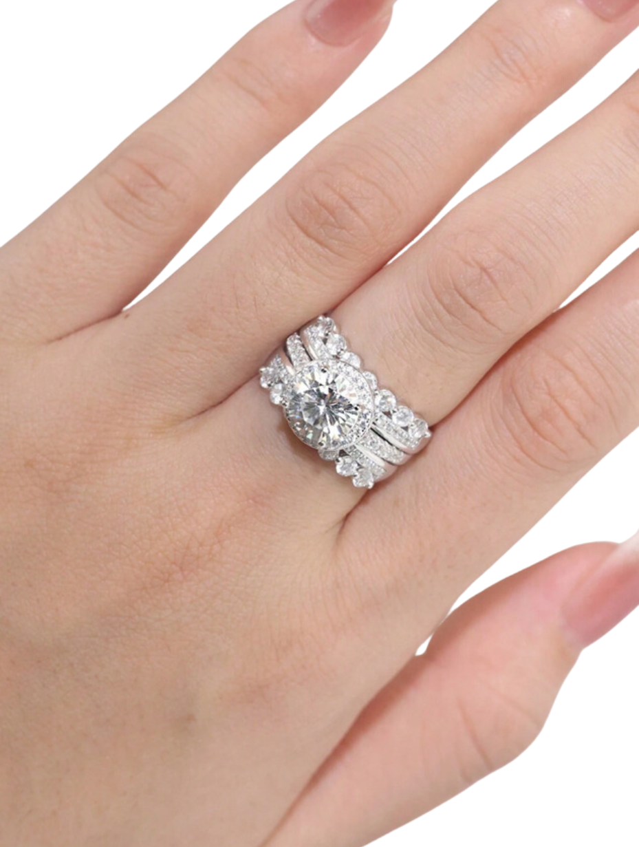 Luksus Moissanit Stacking Rings Sæt| Elegant & Sofistikeret Gavesæt
