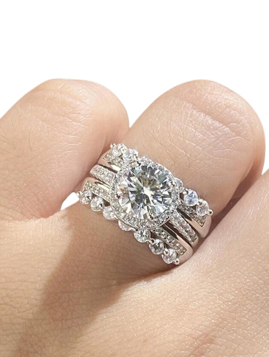 Luksus Moissanit Stacking Rings Sæt| Elegant & Sofistikeret Gavesæt