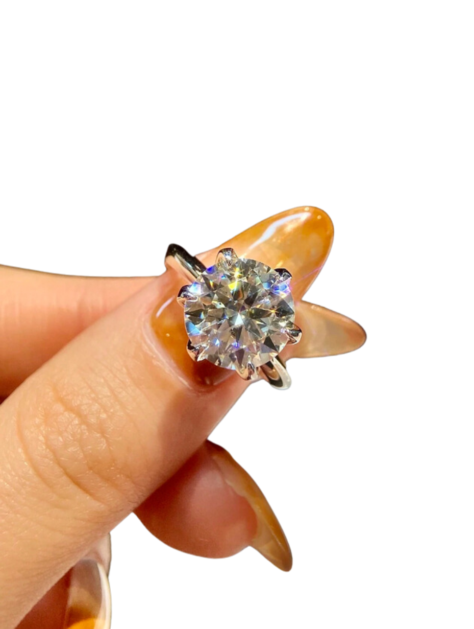 Moissanit Rund Ring – S925 Sølv