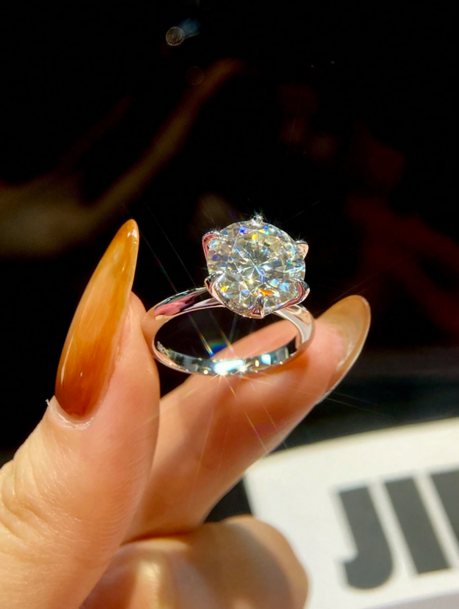 Moissanit Rund Ring – S925 Sølv