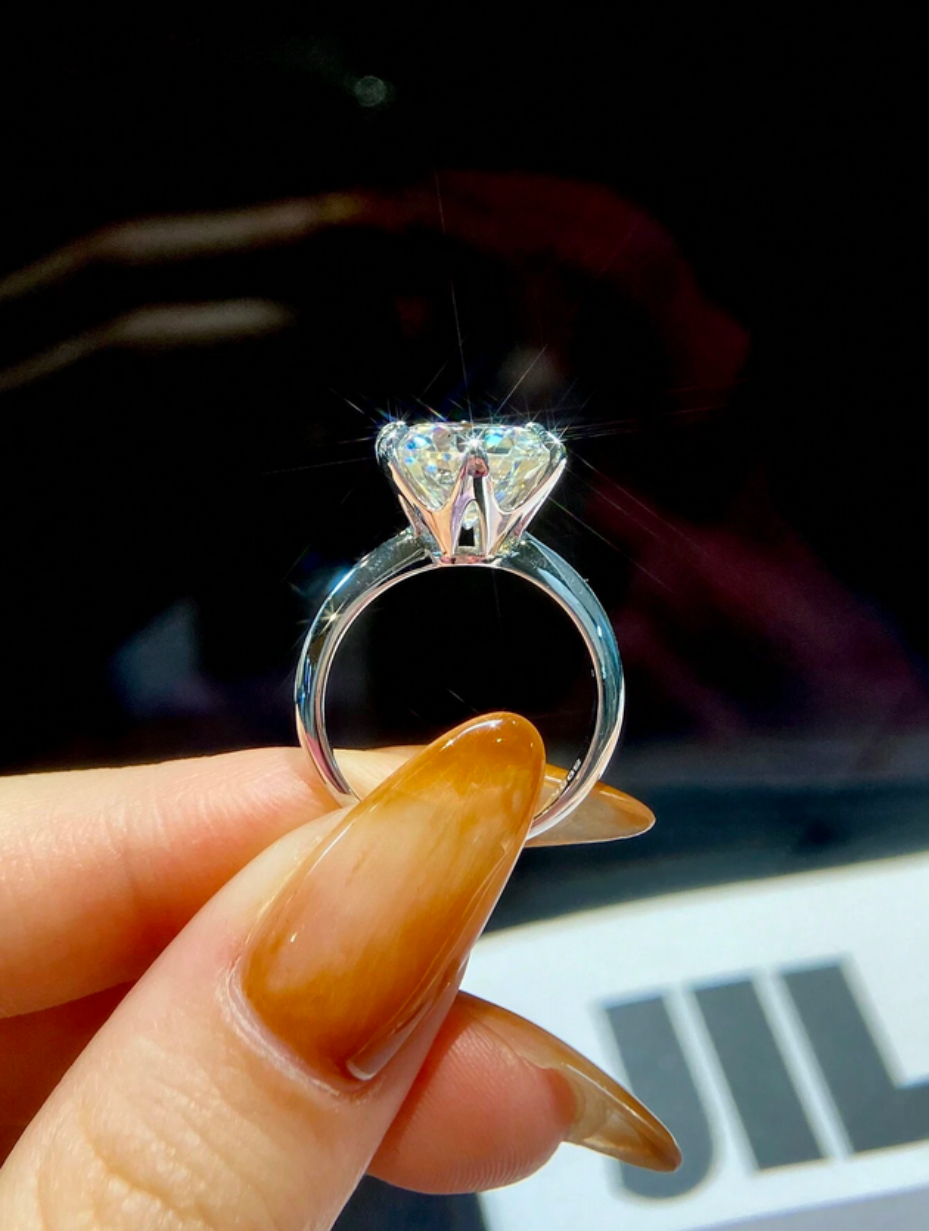 Moissanit Rund Ring – S925 Sølv