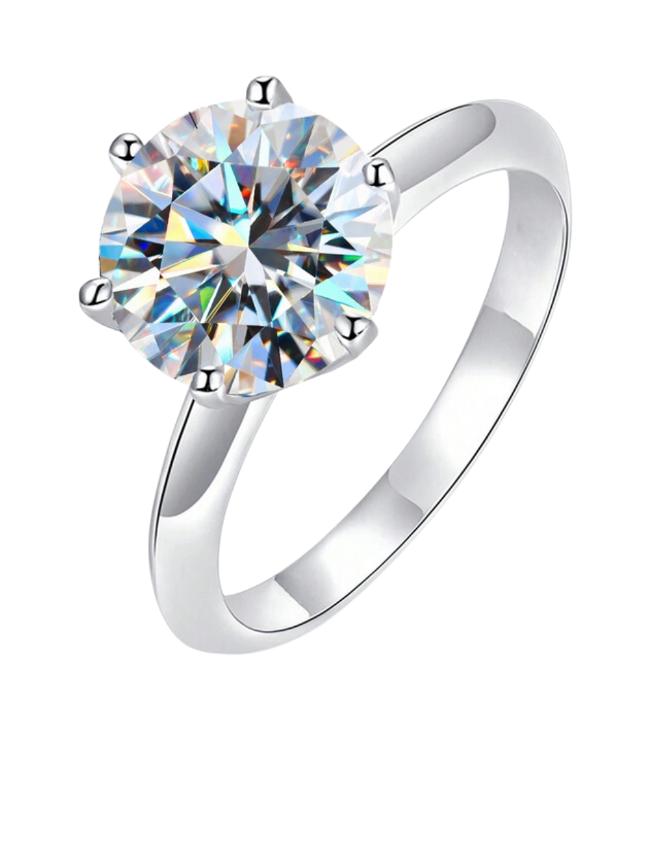 Moissanit Rund Ring – S925 Sølv