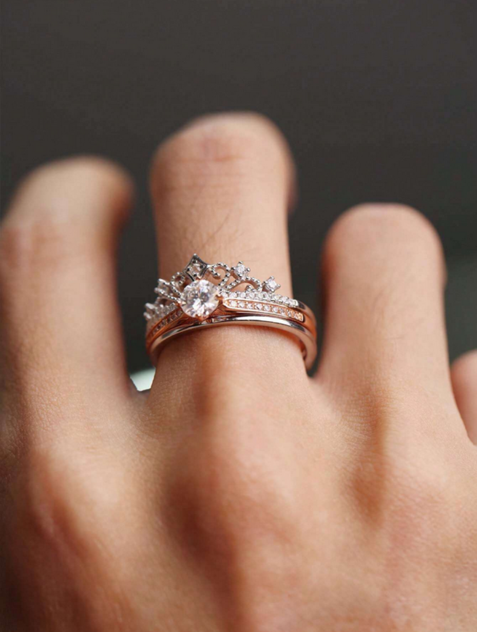 Kronprinsesse Moissanit Ringsæt – Luksusstil
