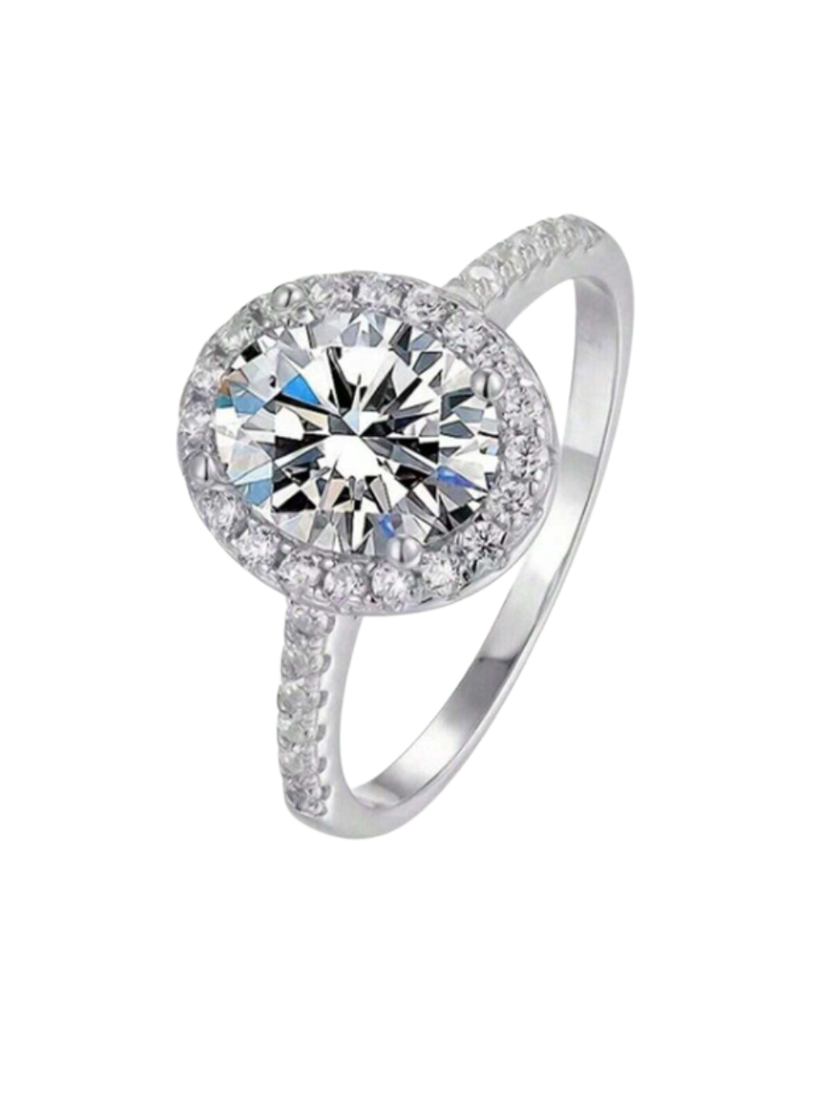 Moissanit Oval Slebet Ring | 925 Sterling Sølv