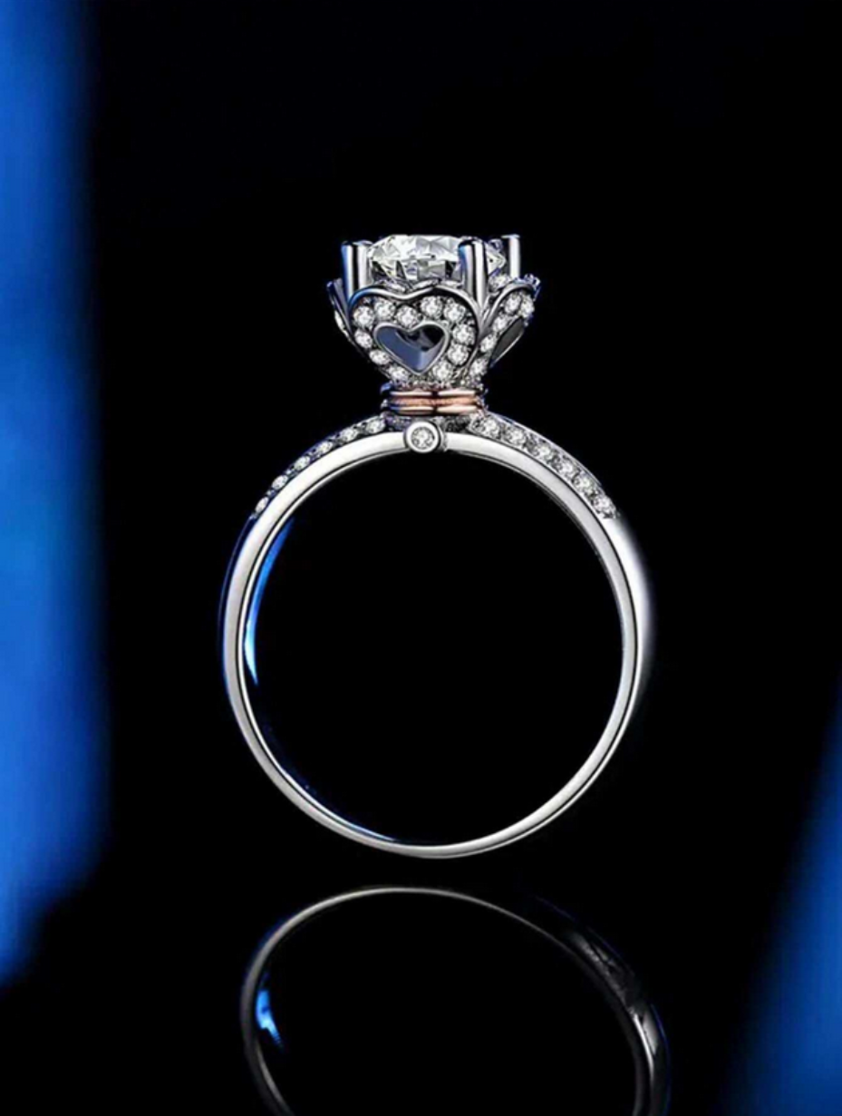 Moissanit Håndblomster Ring | 925 Sterling Sølv