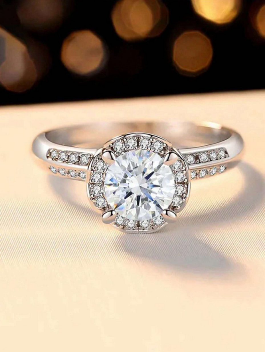 Moissanit Håndblomster Ring | 925 Sterling Sølv