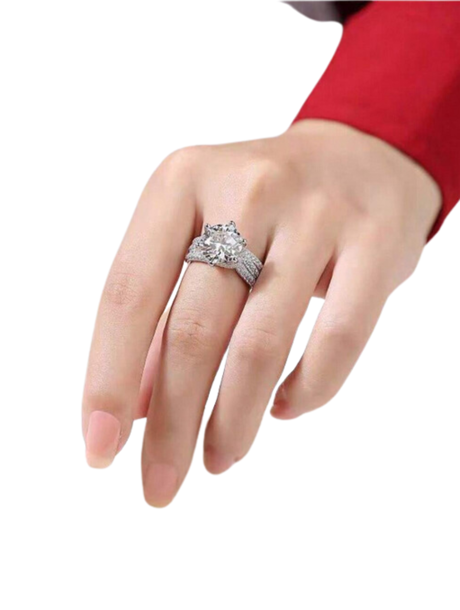 Moissanit 925 Sterling Sølv Ring | Luksus Smykker