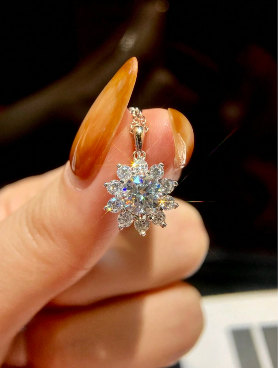 Moissanite Snowflake Pendant | S925 Silver