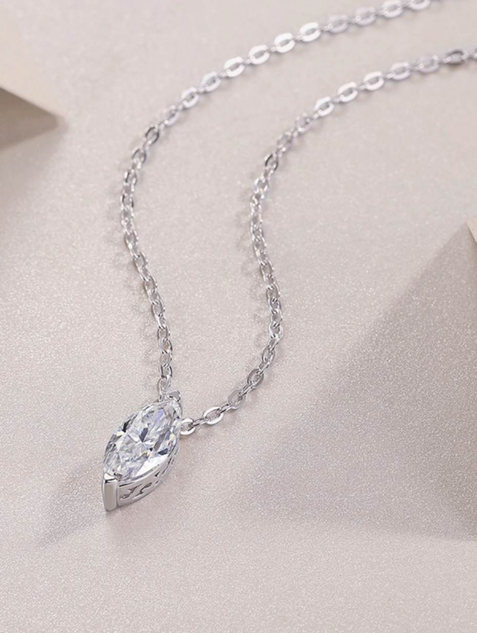 Stylish Moissanite Pendant Necklace | Elegant Silver Design