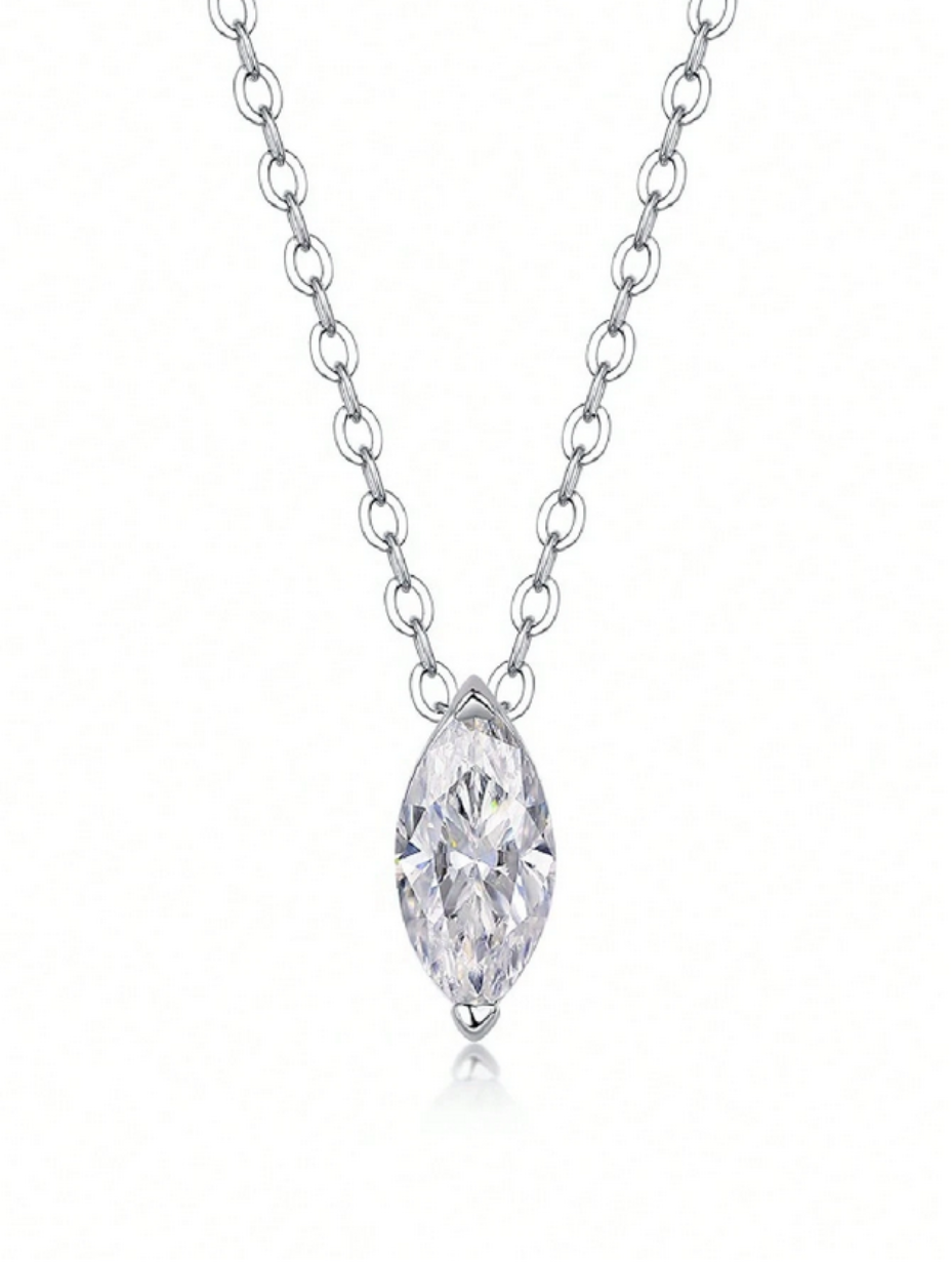 Stylish Moissanite Pendant Necklace | Elegant Silver Design