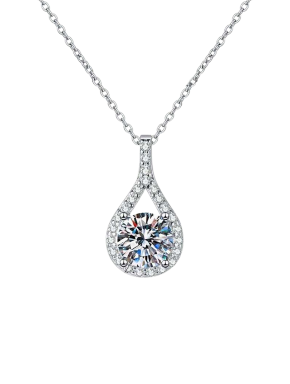 S925 Silver Moissanite Teardrop Necklace | Elegant Pendant