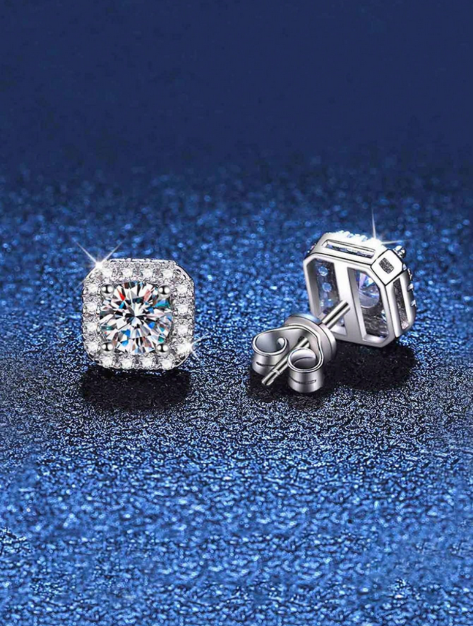 Silver Moissanite Earrings | Timeless Elegance