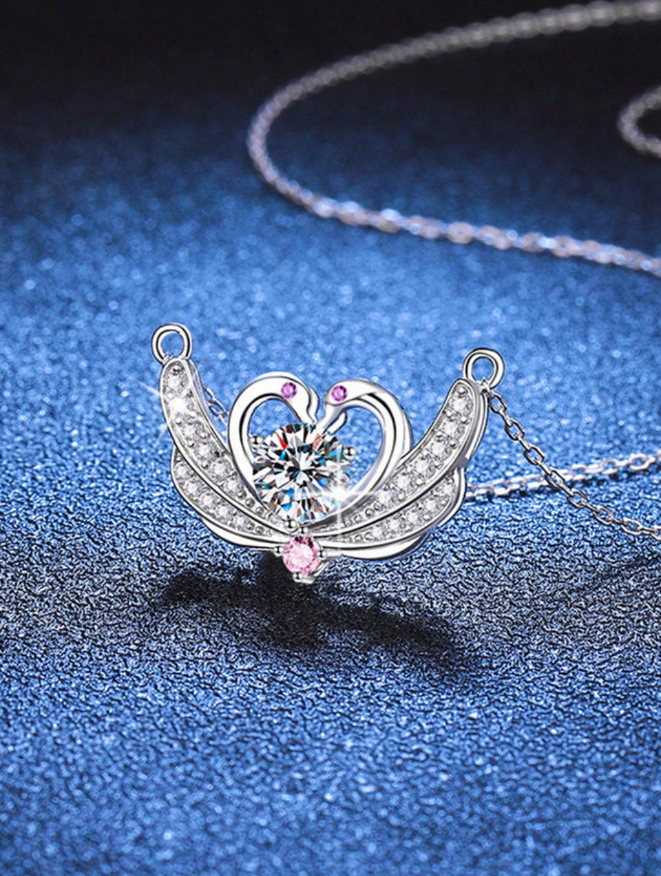 Moissanite Swan Pendant | S925 Silver Necklace
