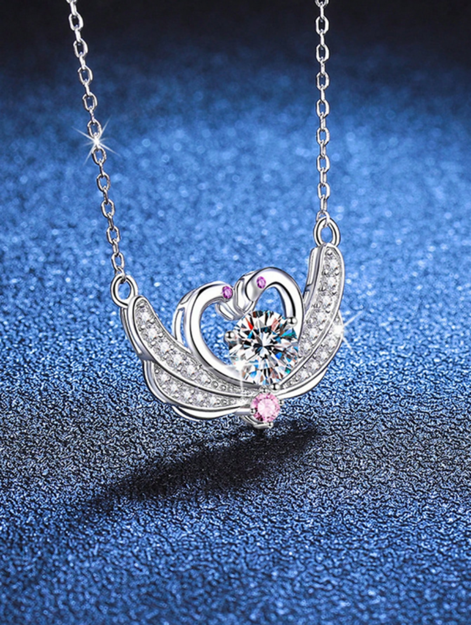 Moissanite Swan Pendant | S925 Silver Necklace