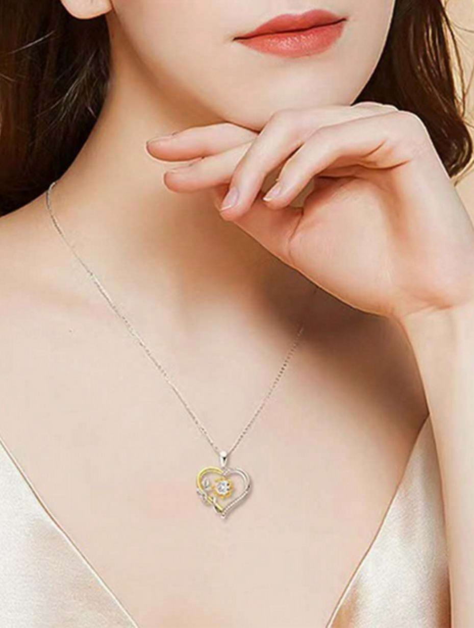 Moissanite Sunflower-Heart Pendant Necklace