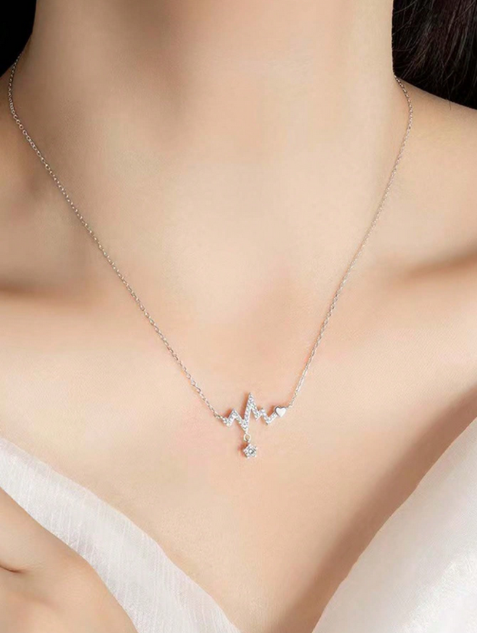 Personalized Heartbeat Moissanite Necklace