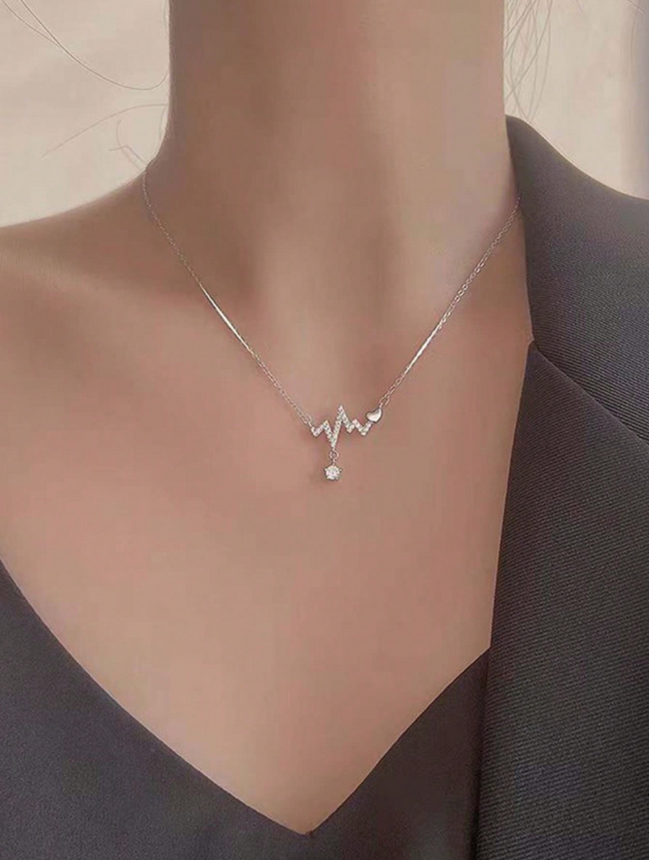 Personalized Heartbeat Moissanite Necklace