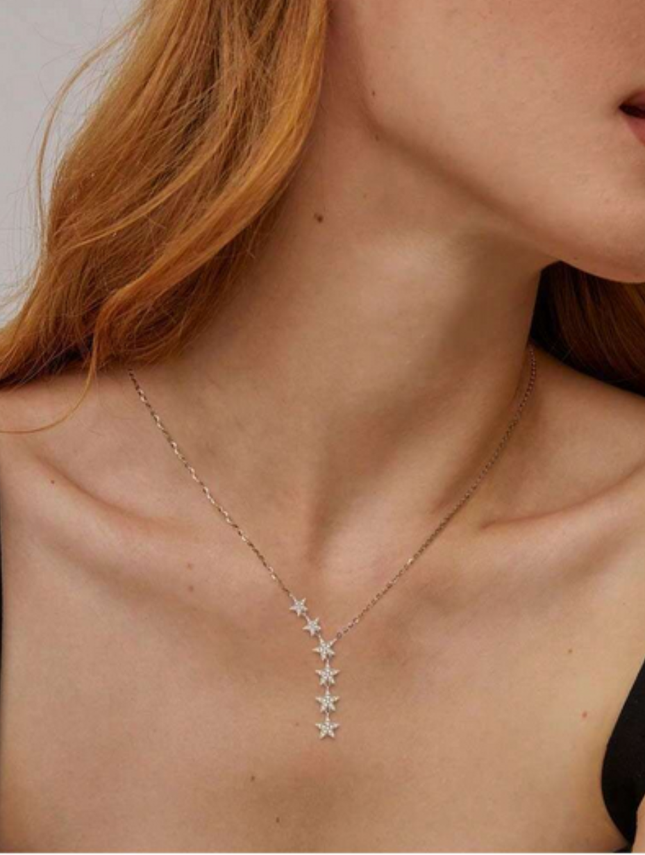 925 Silver Moissanite Star Y-Necklace