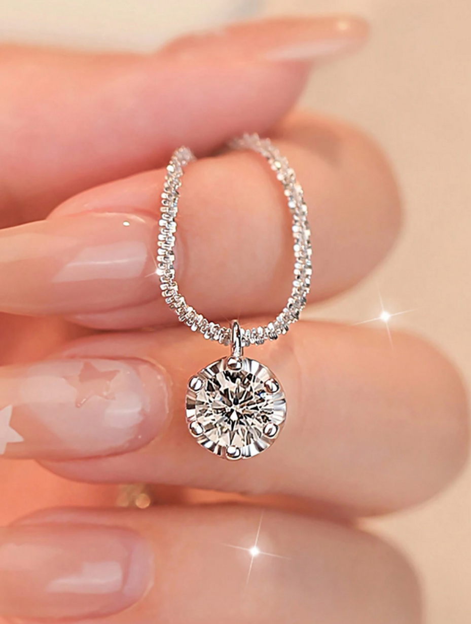 925 Sølv Moissanite Vedhæng Halskæde | Skinnende & Elegant Smykke