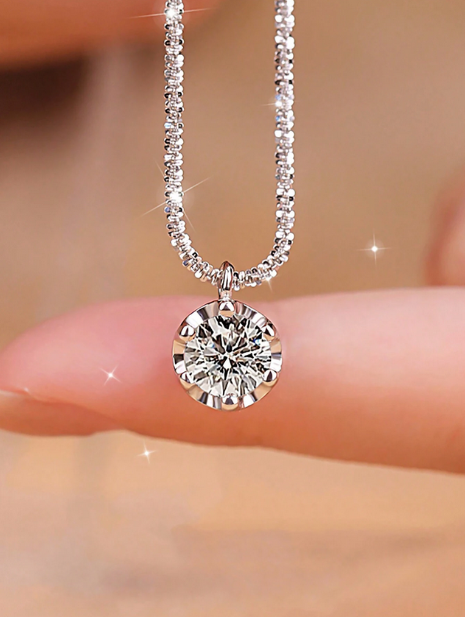925 Sølv Moissanite Vedhæng Halskæde | Skinnende & Elegant Smykke
