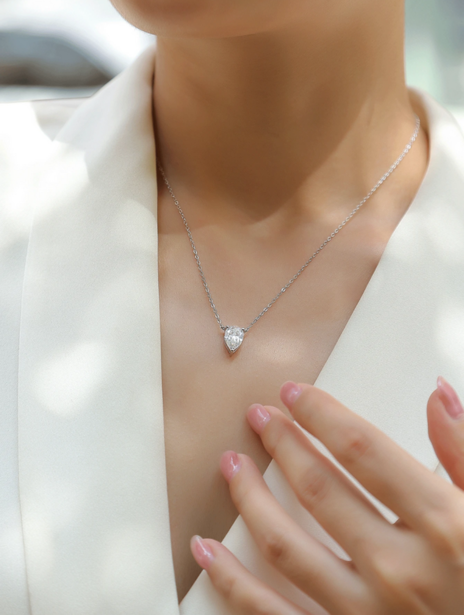 Stylish Moissanite Pendant in 925 Silver