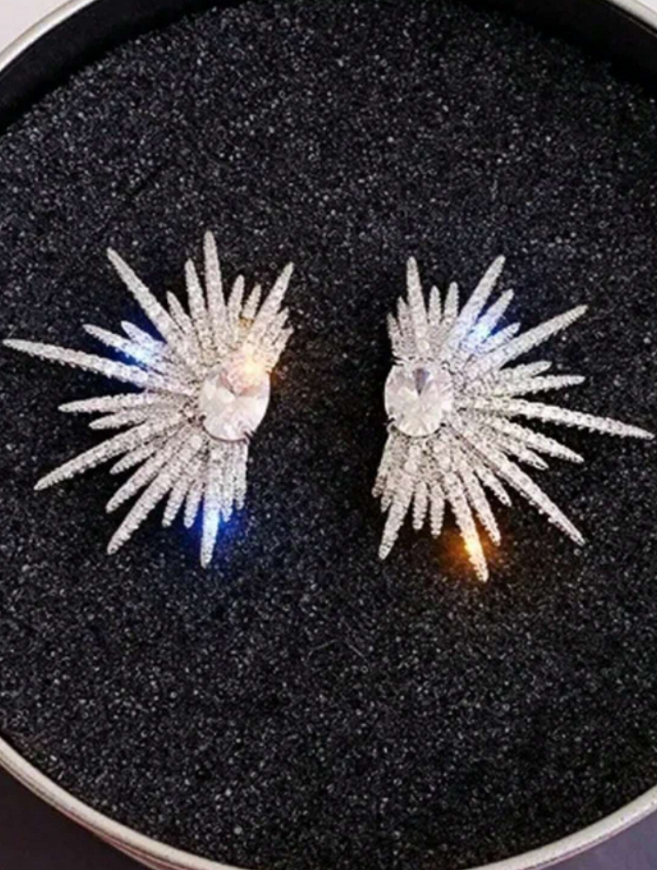 Luxury Silver Star Wing Earrings