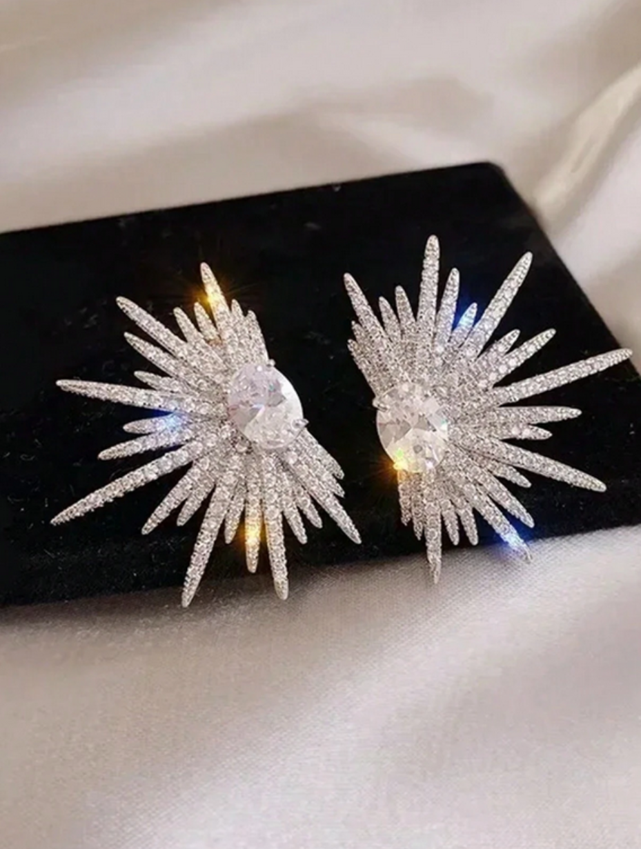 Luxury Silver Star Wing Earrings