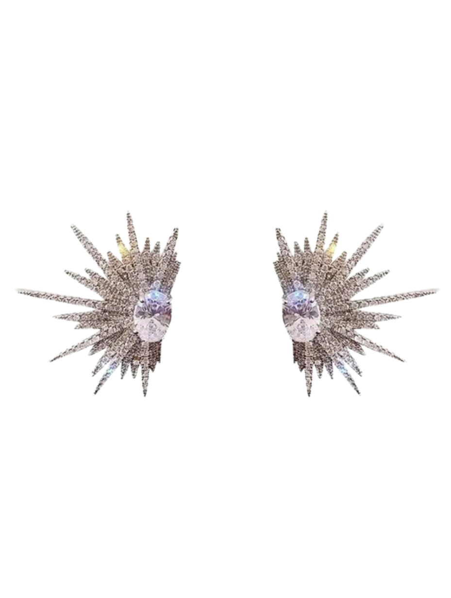 Luxury Silver Star Wing Earrings