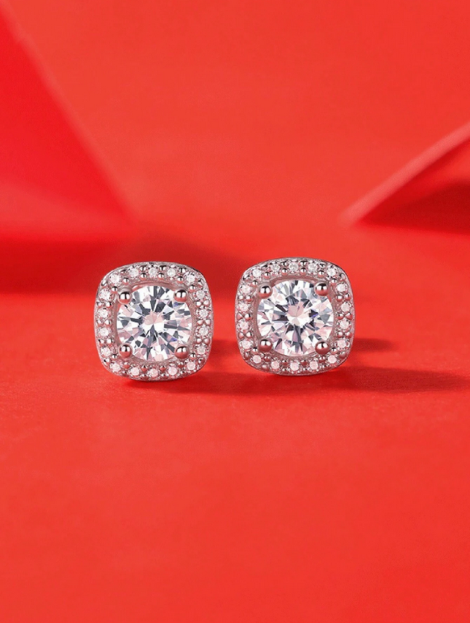 Elegant Moissanite Silver Stud Earrings