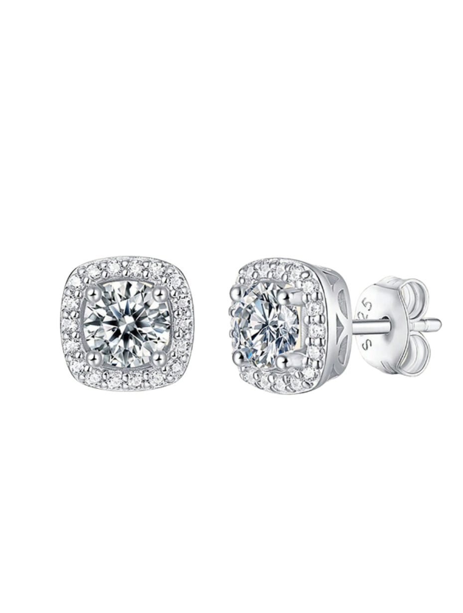 Elegant Moissanite Silver Stud Earrings