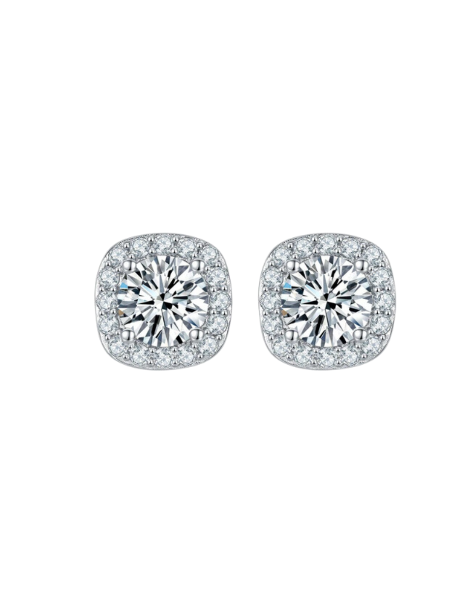 Elegant Moissanite Silver Stud Earrings