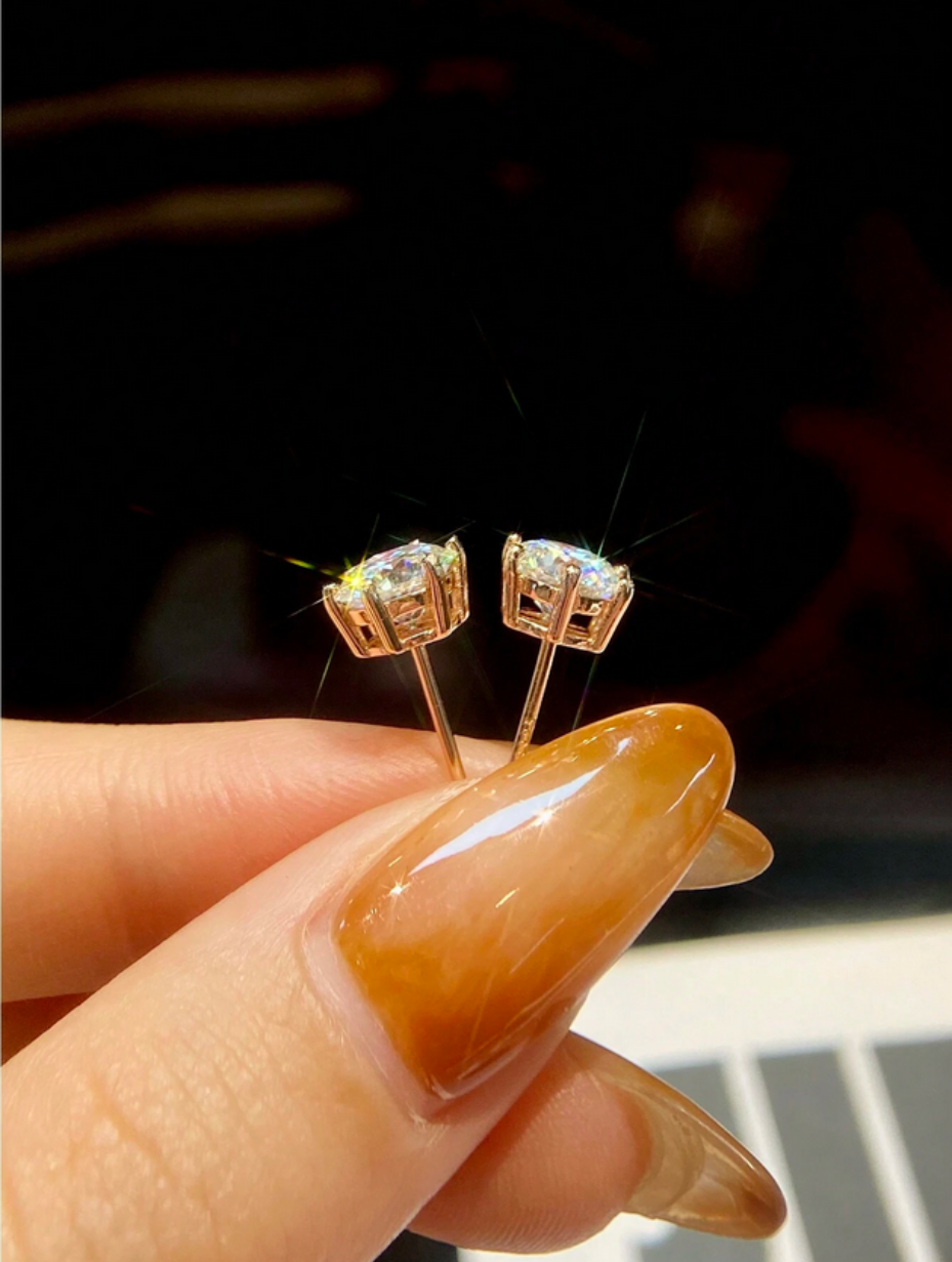 Moissanite Stud Earrings | Six-Claw Design