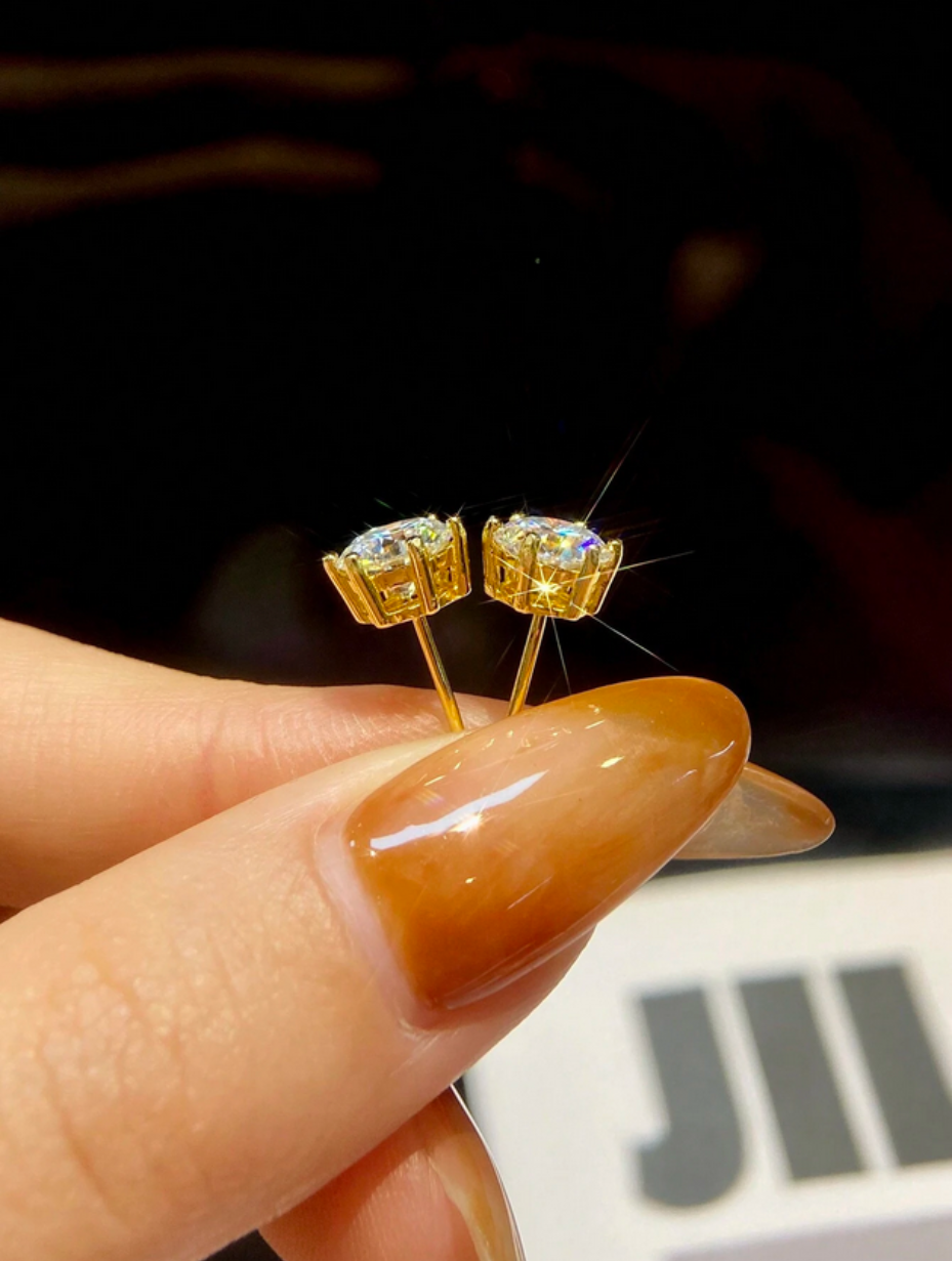 Moissanite Stud Earrings | Six-Claw Design