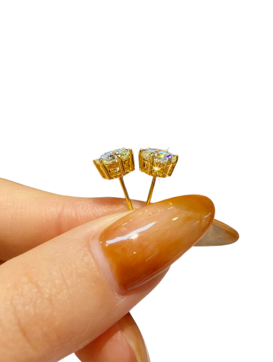 Moissanite Stud Earrings | Six-Claw Design