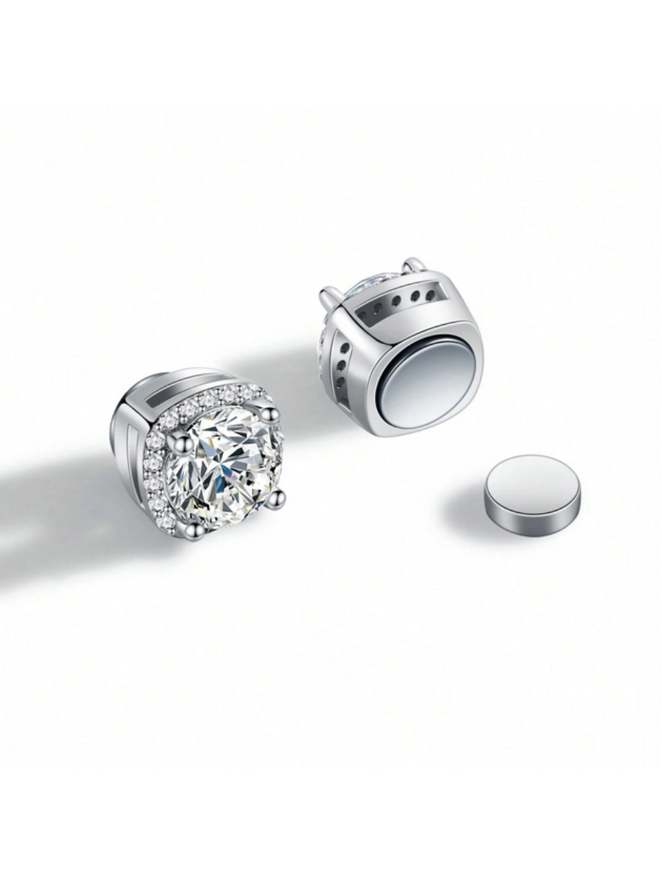S925 Sterling Silver Magnetic Earrings | Moissanite Design