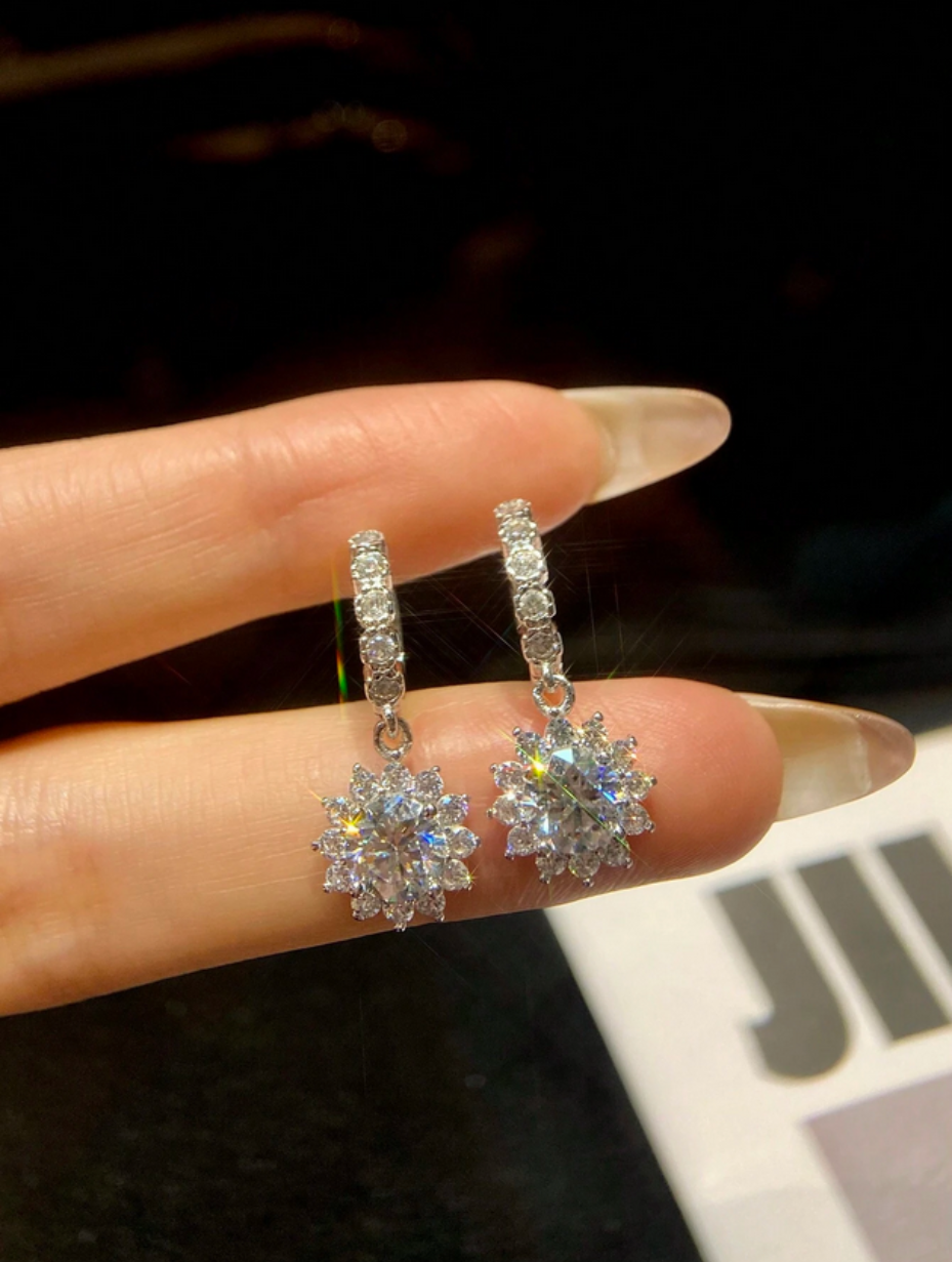 Sunflower Moissanite Earrings | S925 Sterling Silver